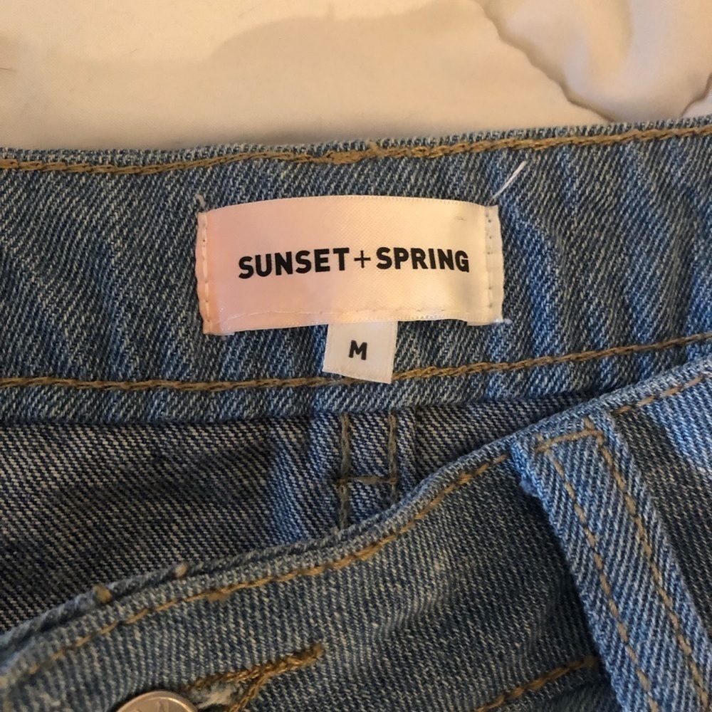 Sunset + Spring Patchwork Denim Mini Jean Skirt M - image 6